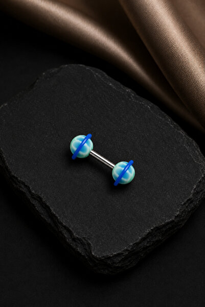 Sinsemilla Jewelry Mavi Gezegen Desenli Industrial Piercing