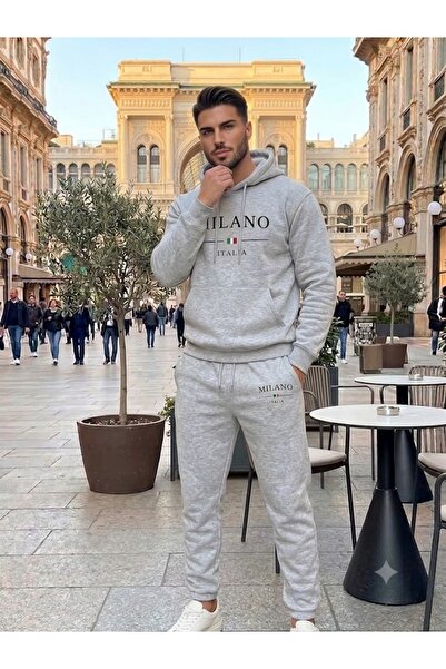 WOODROFFE Unisex Milano Printed Oversize Hooded Tracksuit Set Casual