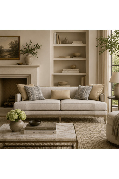 Roots Furniture أريكة ثلاثية المقاعد بلون بيج تراثي