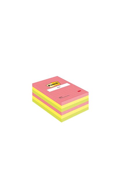3M Notite adezive neon liniate Post-It® 102 mm x 152 mm 100 file/buc
