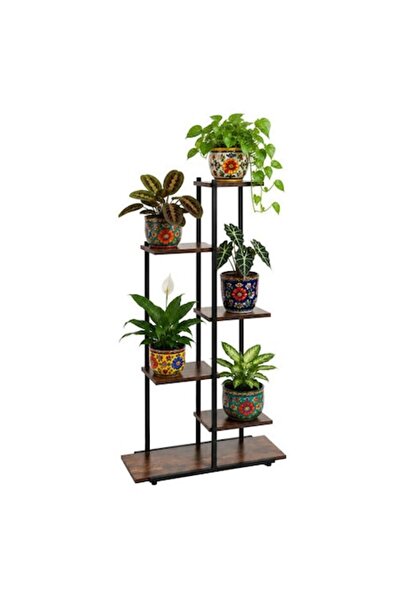 Gardlov Etajeră pentru flori, 6 niveluri, stil loft, MDF și metal, 113 cm, Ne...