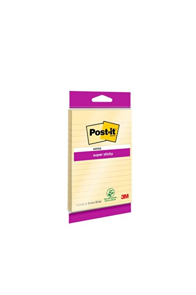 3M Notite adezive mari Post-it Super Sticky, liniate, galben canar, 102 x 152...
