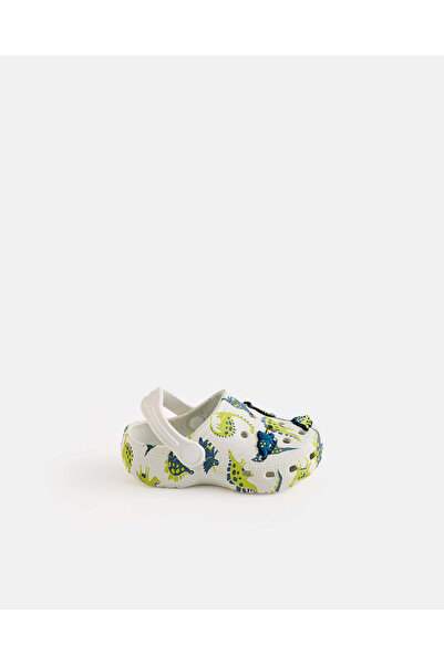 REDTAG Infant Boys White Dinosaur Printed Clogs