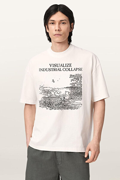 Tee&more. Unisex Oversize Visualize Industrial Collapse Printed Premium T-Shirt