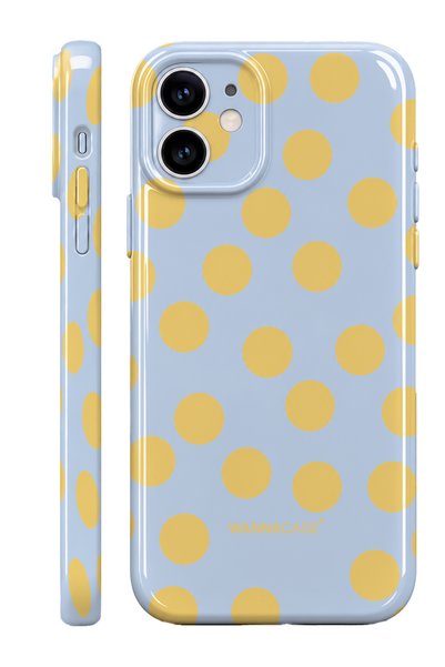 WANNACASE iPhone 12 Yellow Polka Dot Essential Slim Full Covering Glossy Prin...