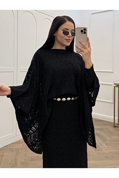 bezenstore YARASA KOL TRİKO ETEKLİ SİYAH TAKIM