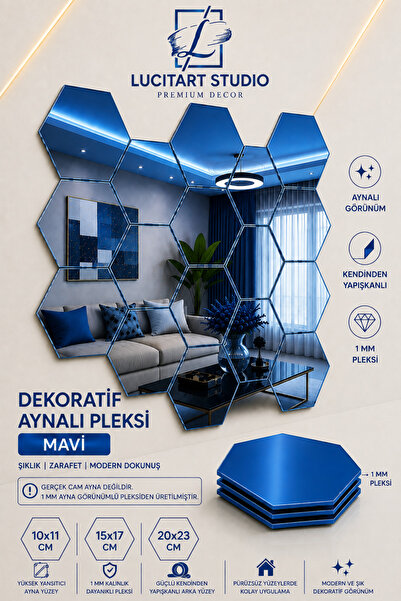 Arıkoğlu Reklam ve Yapı LucitART Aynalı Pleksi Petek Duvar Dekoru | Kendinden...