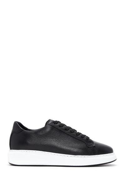 Derimod Men's Black Lace-Up Thick Soled Leather Sneaker Wm710005Dv