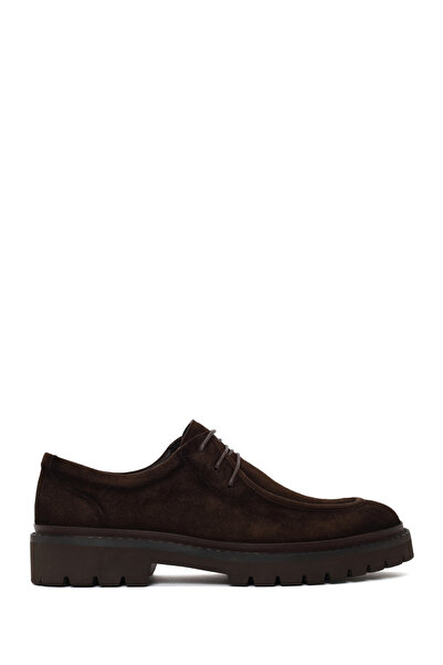 Derimod Men's Brown Lace-Up Thick Soled Suede Leather Casual Shoes Wm680016Ds