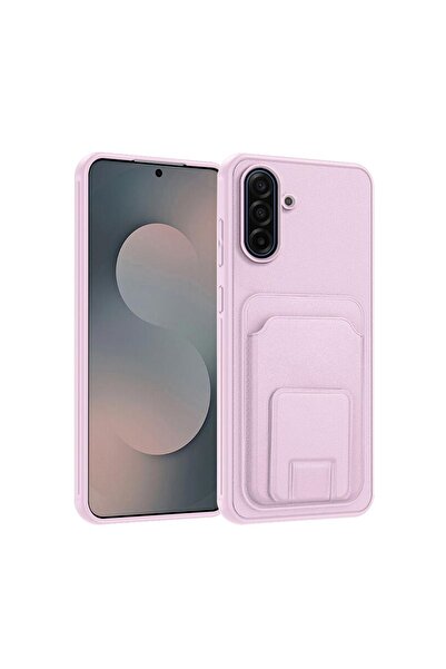Zebana Samsung Galaxy A17 Uyumlu Kılıf FlexStand Kartlıklı Silikon Kılıf Rose...