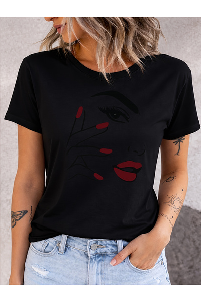 128 Simple Women's Blouse with a Printed Robe on White Collars, Comfortable a...