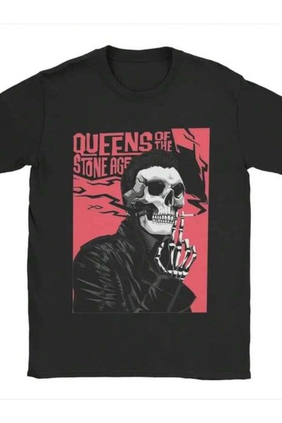 2BIR تي شيرت نسائي مضحك بطبعة Queens Of The Stone Age Like Clockwork برقبة دا...