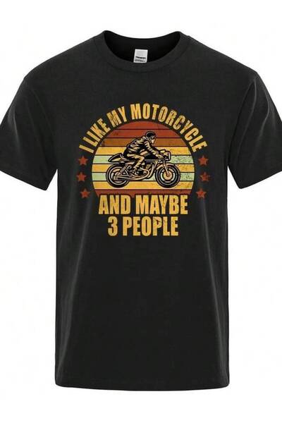2BIR I Like My Motorcycle And Maybe 3 People Men's Casual Loose Clothing, Ove...