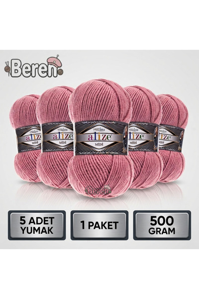 Alize Süperlana Midi - 204 Dark Powder - 5-Pack - 100Gr/170M - Hand Knitting ...