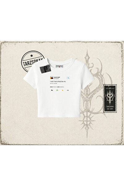Tarzsokak Unisex Kanye Tweet Kadın Baby Tee Beyaz