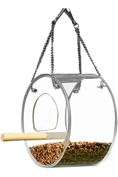 STARSTAR Hanging round transparent acrylic bird feeder - 13*8 (cm)