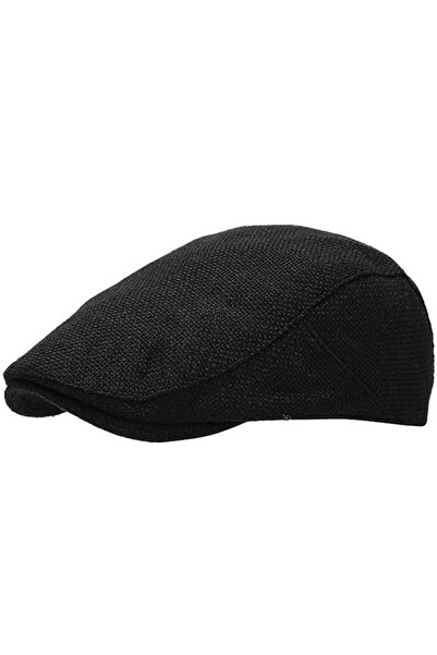 STARSTAR Unisex retro flat-top beret, casual painter's hat - black