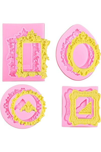 STARSTAR 4-Piece Baroque Picture Frame Silicone Mold Set for Fondant, Cupcake...