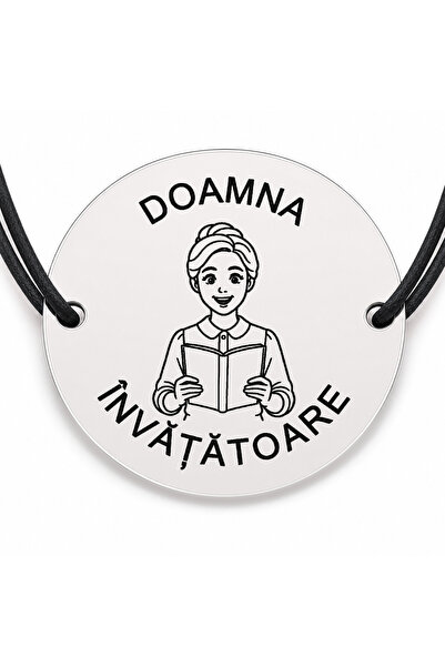 Simoshop Brățară argint 925 cu bănuț gravat doamna învățătoare cu carte, șnur...