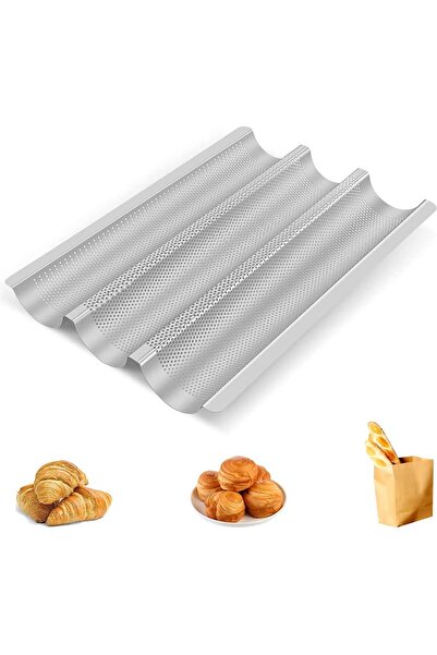STARSTAR Baguette baking pan, holds 3 baguettes, non-stick coating, suitable ...