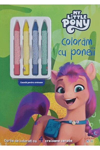 Litera Coloram cu poneii. Carte de colorat cu 4 creioane cerate
