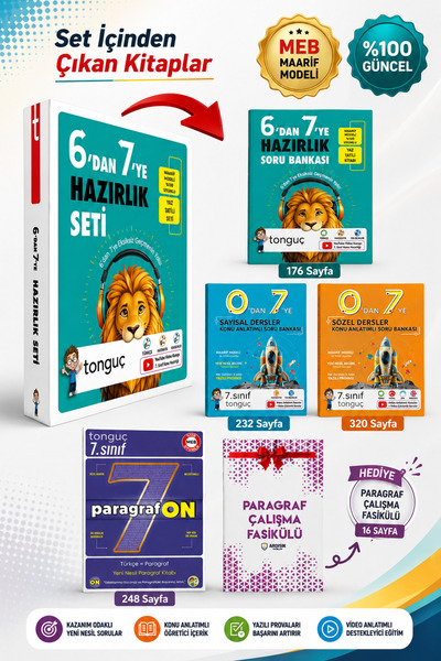 Tonguç Yayınları 6 dan 7 ye Hazırlık Seti + 7. Sınıf Paragrafon