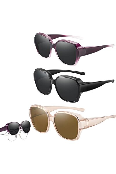STARSTAR 3-Pair Women's Sunglasses Over-Eyeglasses, Polarized Prescription Su...