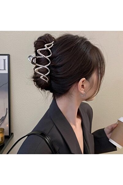 STARSTAR Large Double Wave Metal Hair Claw Clip (1 Piece) - Premium Non-Slip ...