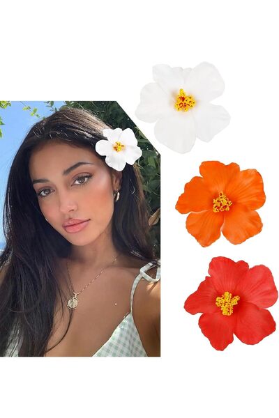 STARSTAR Three-piece set of frangipani, Hawaiian flower hair clips, hibiscus ...