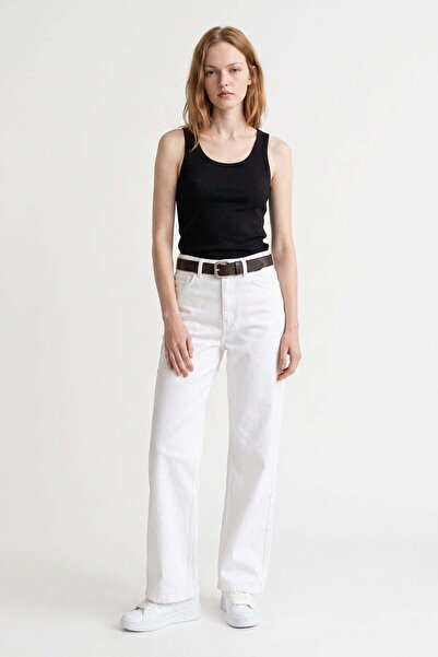 HAKKE Kemerli Wide Leg Kadın Jean PANTOLON
