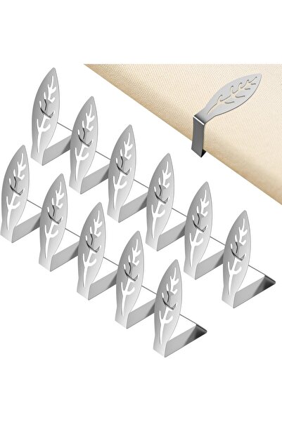 STARSTAR 12-Piece SS Outdoor Tablecloth Clips - Thickened Version - Leaf Desi...
