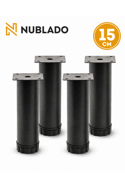 NUBLADO Set de 4 picioare de mobilier negre de 15 cm, picior de masă pentru d...