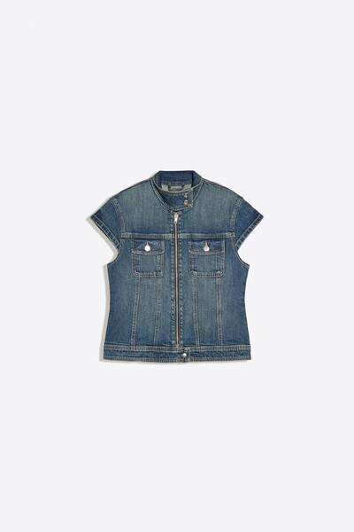 Bershka Fermuarlı denim üst