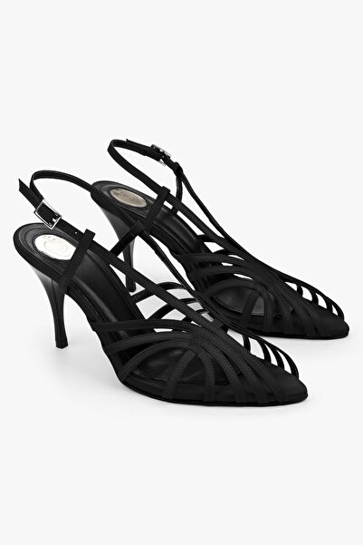 Shoeberry Pantofi cu toc din satin negru Aliva de damă