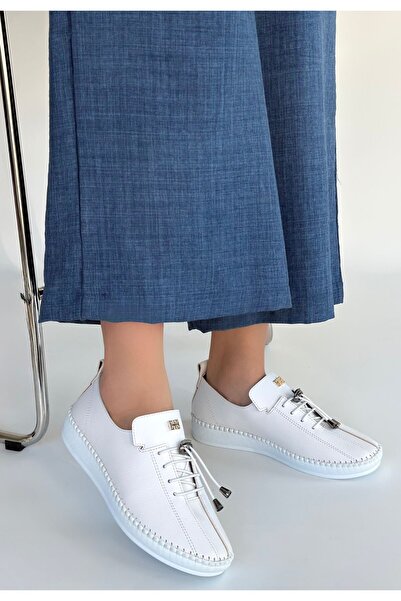 DMR Elegance Warte White Leather Lace-Up Sneakers