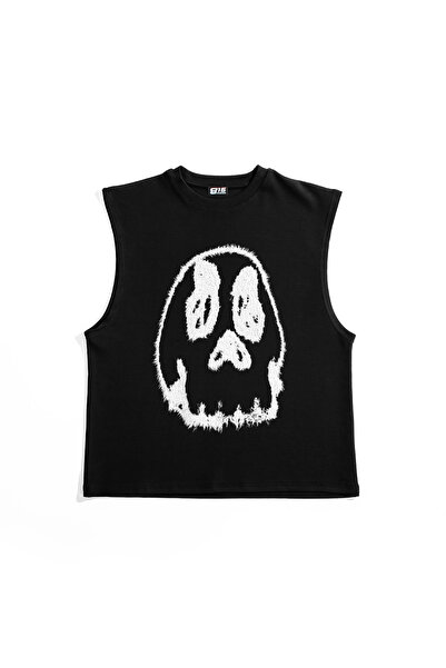 Sekizbiraltı Μπλουζάκι με στάμπα Fuzzy Skeleton, μαύρο, με κοντά μανίκια