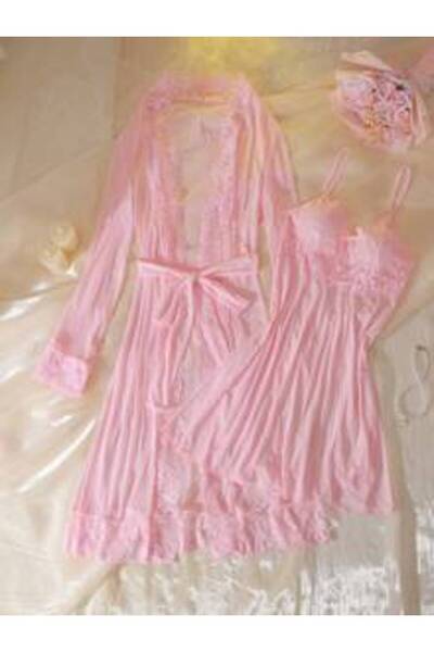 OEM Set de pijamale elegante cu model patchwork din dantelă DelicateAllure, p...