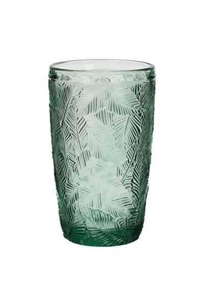 BAMI NETWORK Pahar din sticla verde cu model frunze 380ml