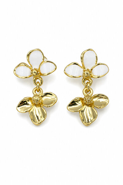 Jack Ferrero Elegant Yellow Color White Enamel Flower Motif Dangle Bijouterie...