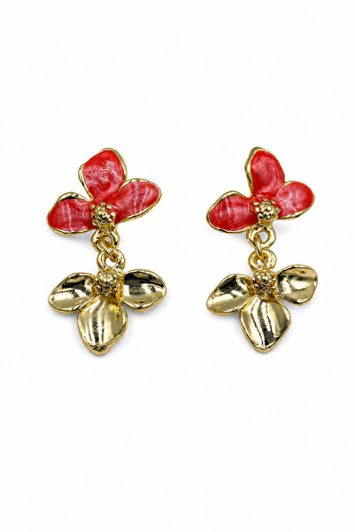 Jack Ferrero Yellow and Red Flower Motif Dangle Bijoux Earrings