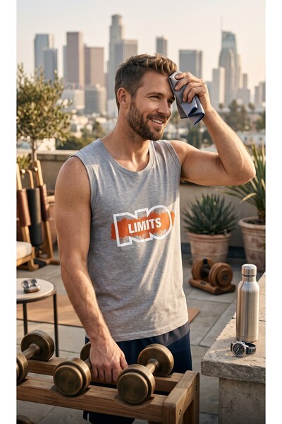 AHMERA Grimelanj Men's No Printed Regular Fit Sleeveless Basic T-Shirt