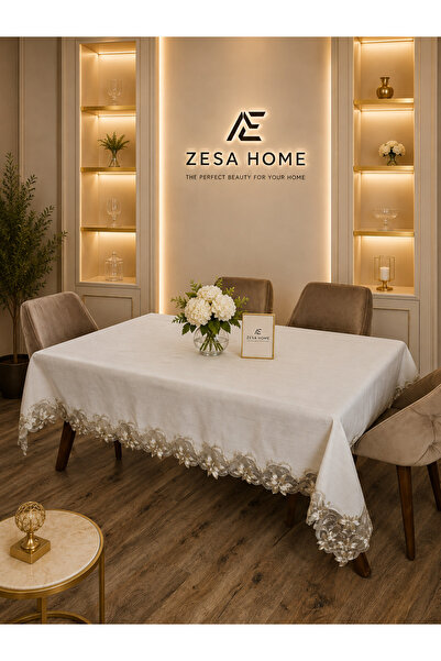 ZESA HOME مفارش طاولة من الكتان الفرنسي بدون ألم من جاردينيا - 100x300...160x500