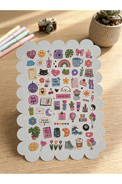 Genel Markalar A5 Estetik Sticker Seti – 70+ Parça Kawaii Dekoratif Laptop, D...