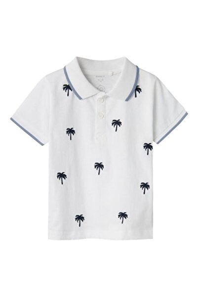 Name it Μπλούζα πόλο αγόρι "Palm trees" λευκό
