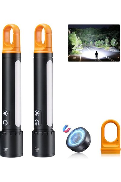STARSTAR 2-piece LED flashlight - 1500 lumens - 3500 mAh - 200M - 9 modes - I...
