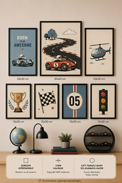 UNT 7-Piece Frame-Looking Modern Painting Set |   Vintage Children's Room |  ...