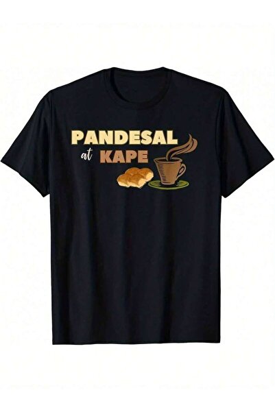 KYMC07 Humorous Coffee-Shirt - Design, Black With Yellow Bread And Coffee Cup...