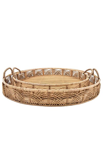Sagebrook Home S/2 BAMBOO 24/30" ROUND TRAYS, NATURAL