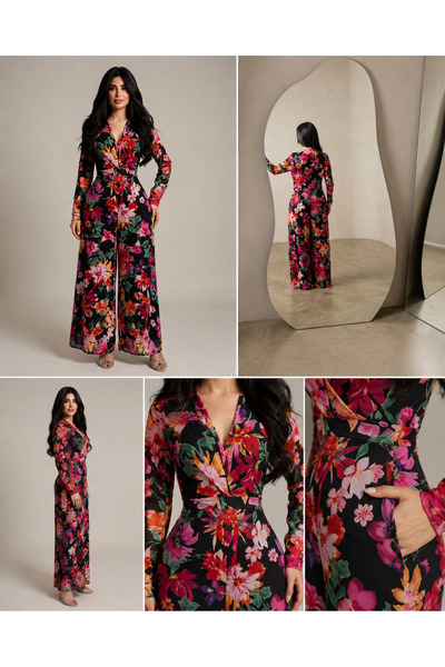 SELSAL Floral Long-Sleeved Wrap Dress