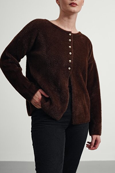 Gülce moda Women's Top Buttoned Soft Beard Knitwear Cardigan Glc1150